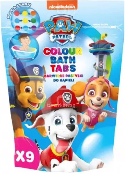 Paw Patrol Colour Bath Tabs Цветни таблетки за пяна за вана 9х16г ...