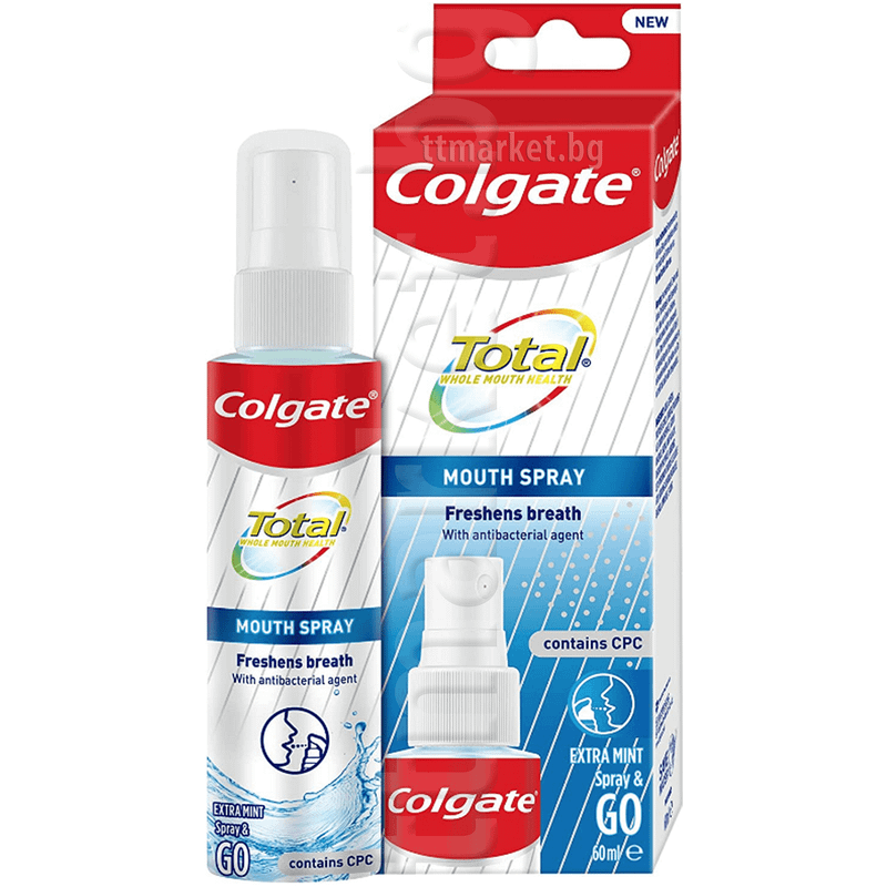 Colgate Total Mouth Spray Освежаващ спрей за уста с ментова свежест 60 ...