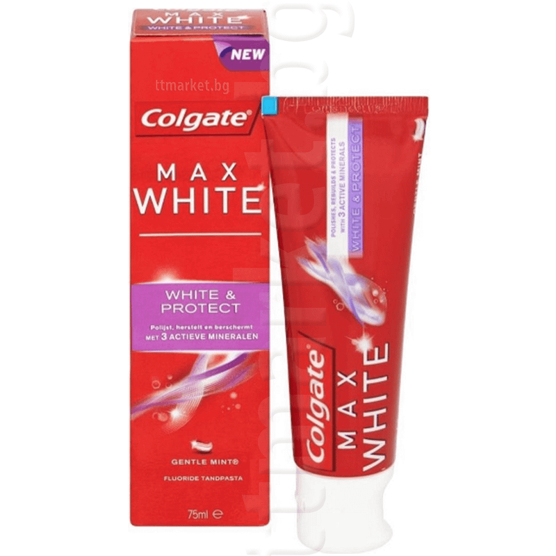 Colgate Max White & Protect Избелваща паста за зъби с 3 активни ...