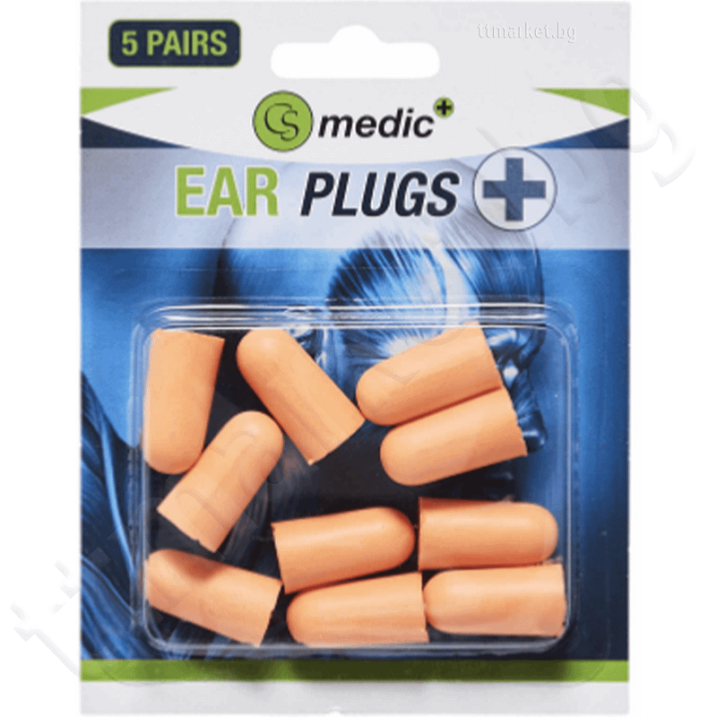 CS Medic Ear Plugs Тапи за уши от полиуретанова пяна 5 чифта Английско ...