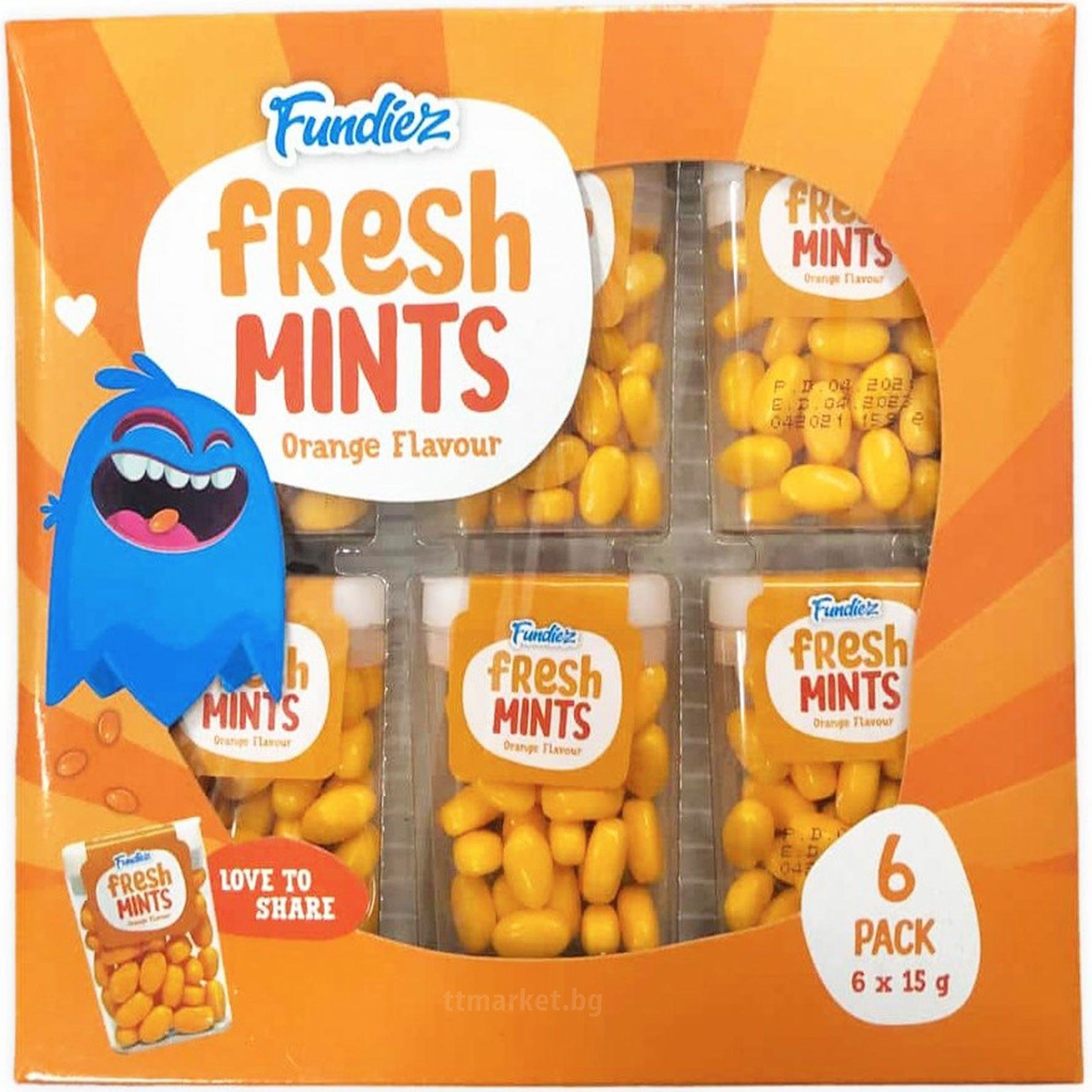 Fundiez Fresh Mints Orange Flavour Бонбони за смучене с вкус на ...
