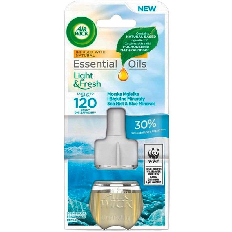 Air Wick Essential Oils Light & Fresh Sea mist & Blue minerals Пълнител ...