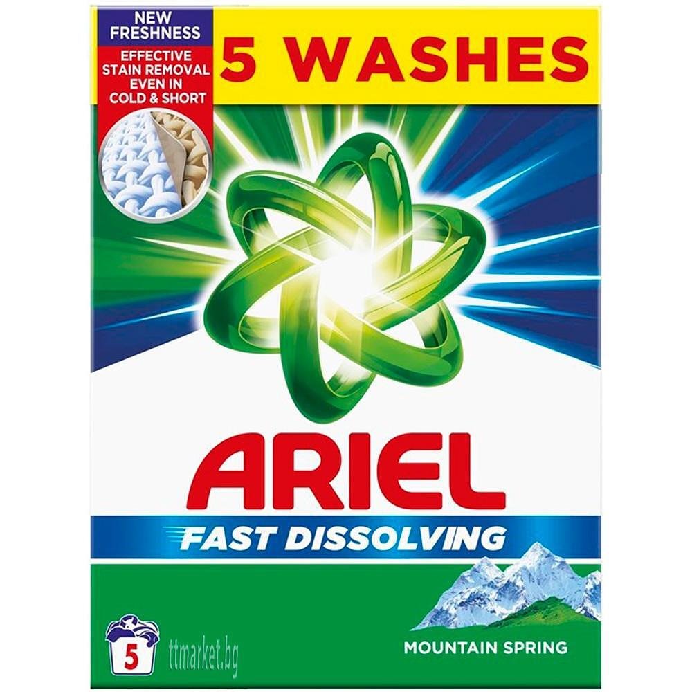 Ariel Fast Dissolving Mountain Spring Прах за пране за бели и цветни ...