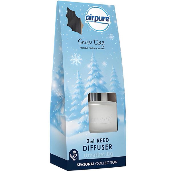 Airpure 2 in 1 Reed Diffuser Snow Day Ароматизатор за въздух с ратанови ...