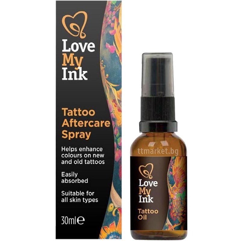Love My Ink Tattoo Aftercare Spray Спрей за защитаване цвета на нови и ...