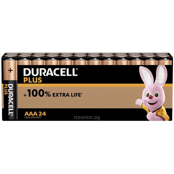 Duracell Plus +100% Extra Life AAA24 Алкални мощни батерии AAA за ...