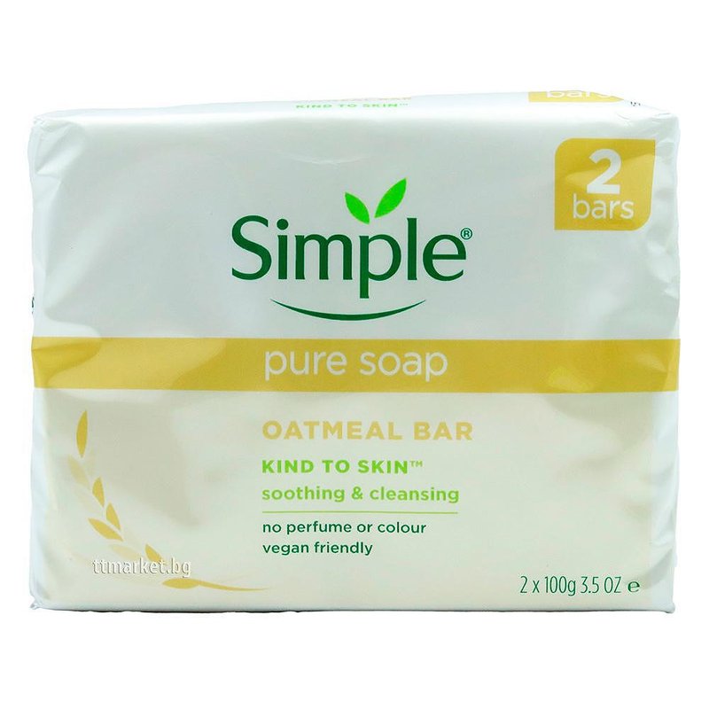 Simple Pure Soap Oat Meal Bar Soothing & Cleaning Успокояващ и ...