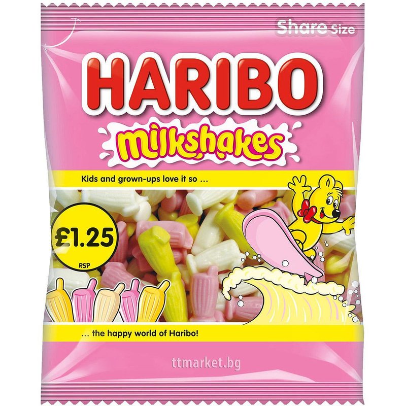 Haribo Milkshakes Желирани бонбони с форма на мини млечен шейк с плодов ...