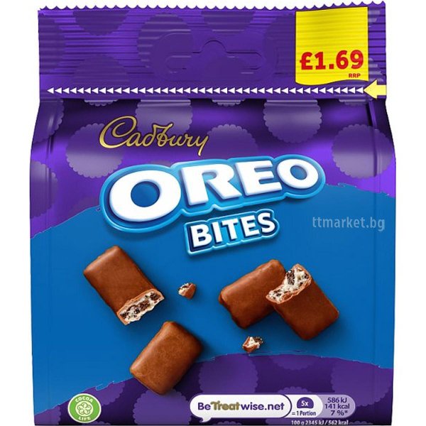 Cadbury Oreo Bites Шоколадови бонбони с кремообразен пълнеж с бисквитки ...